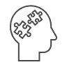 Icon of a head with puzzle pieces.