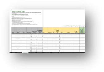 A screenshot of Research Firm Markets Tracker